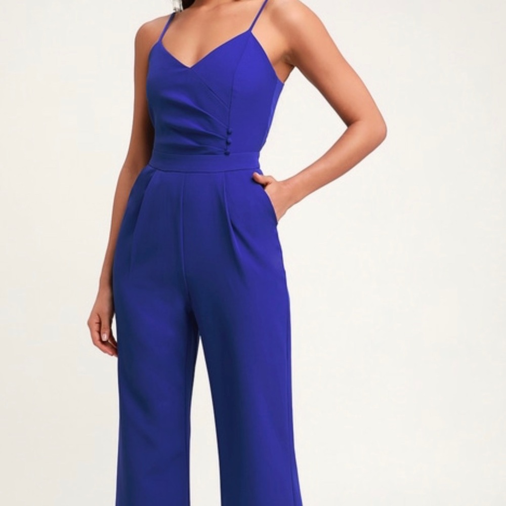 NWT: Lulus Royal Blue Pleated Jumpsuit